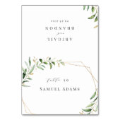 Moderne Grünflächen Geometrische Platzkarte Tischnummer (Vorderseite)