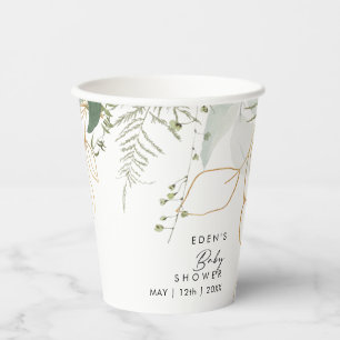 Moderne Grünflächen und Gold Baby Duschpapierkäste Pappbecher