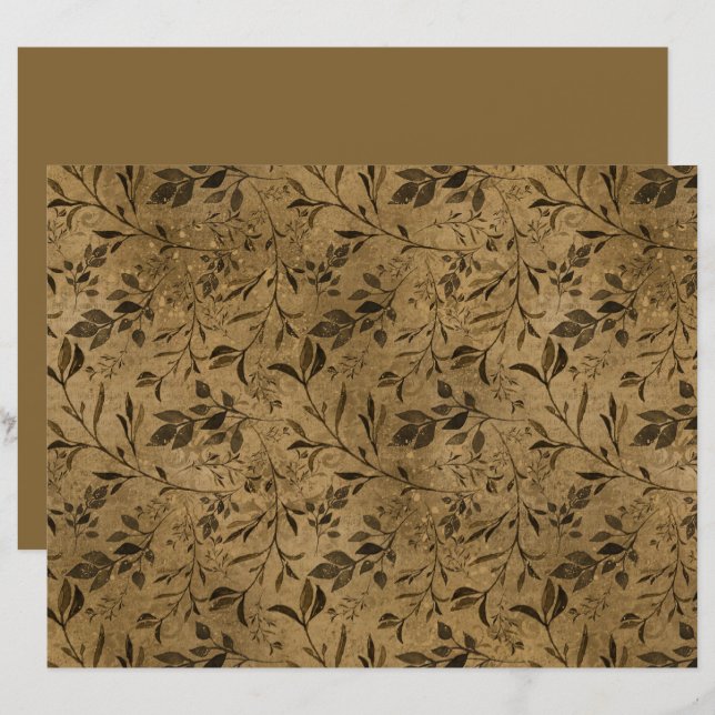 Moderne Grunge-Blattmuster-Schabblonenpapier (Vorne/Hinten)