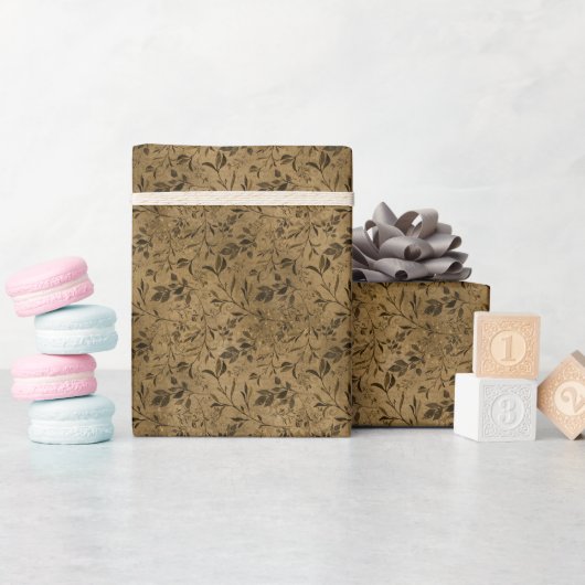 Moderne Grunge-Blattmuster-Wrap-Rolle Geschenkpapier (Babyparty)