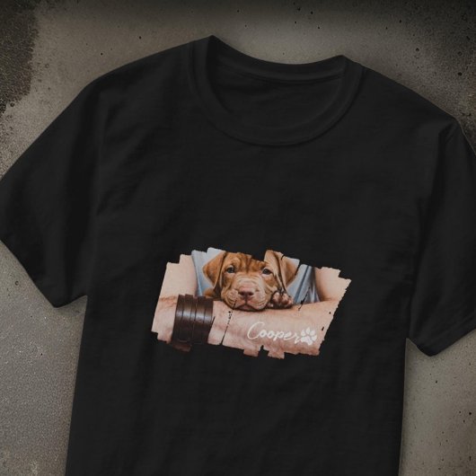 Moderne Grunge Coole Typografie Name Foto Paw T-Shirt