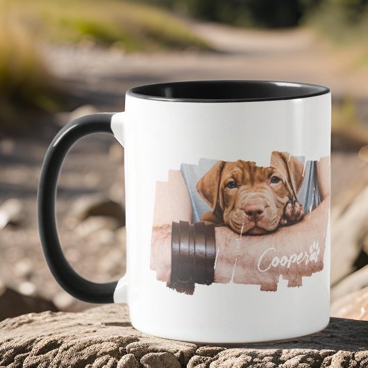 Moderne Grunge Coole Typografie Name Foto Paw Tasse