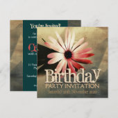 Moderne Grunge Coral Pink Blume Individuelle Einla Einladung (Vorne/Hinten)