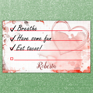 Moderne Grunge Herz & Splash Liste 10" x 6" Post-it Klebezettel