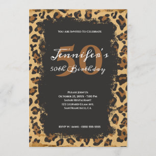 Moderne Grunge-Leoparden-Safari 50. Geburtstag Einladung