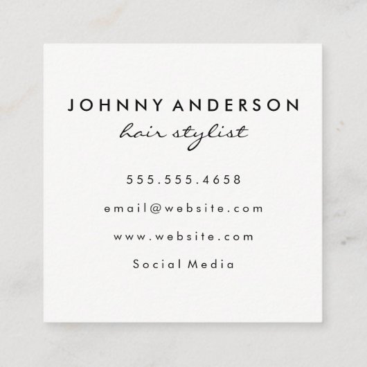 Moderne Grunge Magenta Rosa Schere Quadratische Visitenkarte (Rückseite)