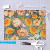 Moderne grunge, schwarz-gelbe Blumen decoupierend Seidenpapier (Handwerk)