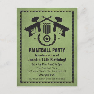 Moderne Grungy Paintball Geburtstagsparty Einladun Einladung