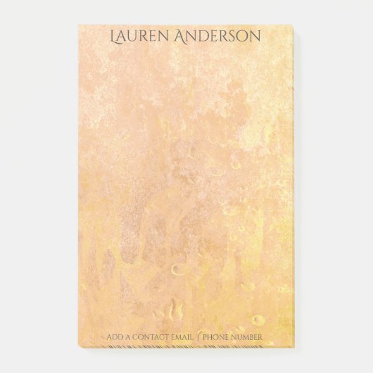 Moderne grungy Peach Gold Textur Personalisiert Post-it Klebezettel (Vorderseite)