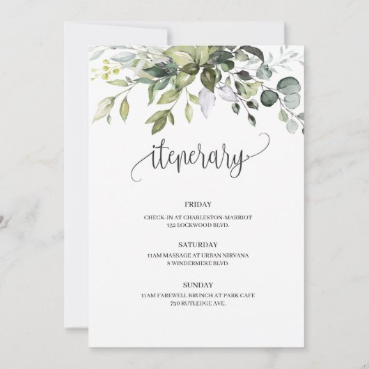 Moderne Grünpflanzen Bachelorette Einladung (Rückseite)