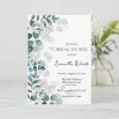 Moderne Grünpflanzen Eukalyptus Brautparty invitat Einladung (Stehend Vorderseite)