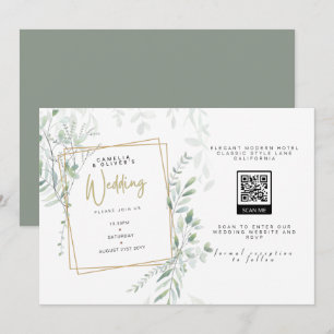 Moderne Grünpflanzen Hochzeit QR Code UAWG Invitat Einladung