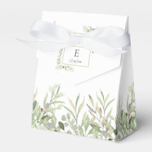Moderne Grünpflanzen-Monogramm-Hochzeit Geschenkschachtel