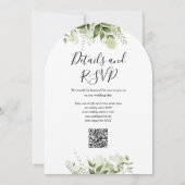 Moderne Grünpflanzen QR Code Wedding Arch Einladung (Rückseite)