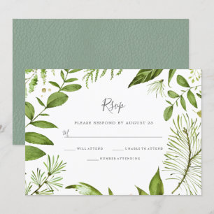 Moderne Grünpflanzen Sommer Frühling Hochzeit RSVP Einladung