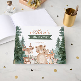 Moderne Grünpflanzen Waldtiere Baby Shower  Gästebuch