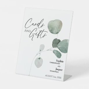 Moderne Grünpflanzen Weiße Hochzeitskarten und Ges Sockelschild