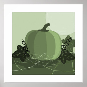 Moderne Grüntöne Kürbis Küche Quadrat Poster
