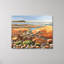 Moderne Grüntöne und Braun SEASCAPE Niedrig Leinwanddruck