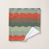 Moderne Grüntöne und Orange aus dem Mittelalter Badhandtuch Set (Waschlappen)