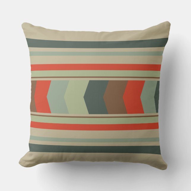 Moderne Grüntöne und Orange aus dem Mittelalter Kissen (Vorderseite)