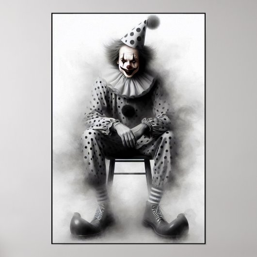 Moderne Grusel-Clown-Porträt  Poster (Vorne)