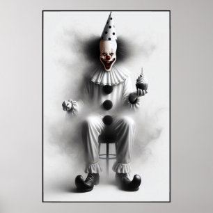 Moderne gruselige Clownsporträt  Poster