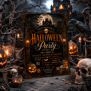 Moderne Gruselige Gothic Spukhaus Halloween-Party Einladung