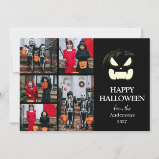 Moderne Gruselige Kürbis Schrift Halloween 5 Foto Feiertagskarte