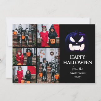 Moderne Gruselige Kürbis Schrift Halloween 5 Foto Feiertagskarte