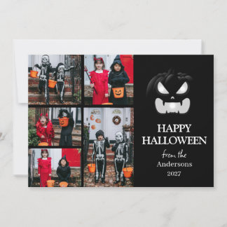 Moderne Gruselige Kürbis Schrift Halloween 5 Foto Feiertagskarte