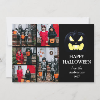 Moderne Gruselige Kürbis Schrift Halloween 5 Foto Feiertagskarte
