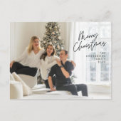 Moderne Gruß, frohe Weihnachten Familie Foto Post Postkarte (Vorderseite)