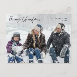 Moderne Gruß, frohe Weihnachten Familie Foto Post Postkarte