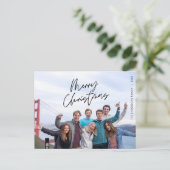 Moderne Gruß, frohe Weihnachten Familie Foto Post Postkarte (Stehend Vorderseite)
