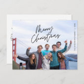 Moderne Gruß, frohe Weihnachten Familie Foto Post Postkarte (Vorne/Hinten)