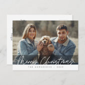 Moderne Gruß, frohe Weihnachten Familie Foto Post Postkarte (Vorne/Hinten)