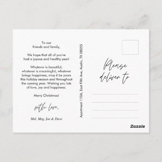 Moderne Gruß, frohe Weihnachten Familie Foto Postkarte (Rückseite)