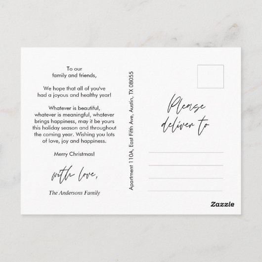 Moderne Gruß, frohe Weihnachten Familie Foto Postkarte (Rückseite)