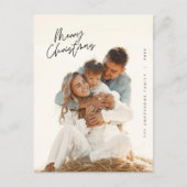 Moderne Gruß, frohe Weihnachten Familie Foto Postkarte (Vorderseite)