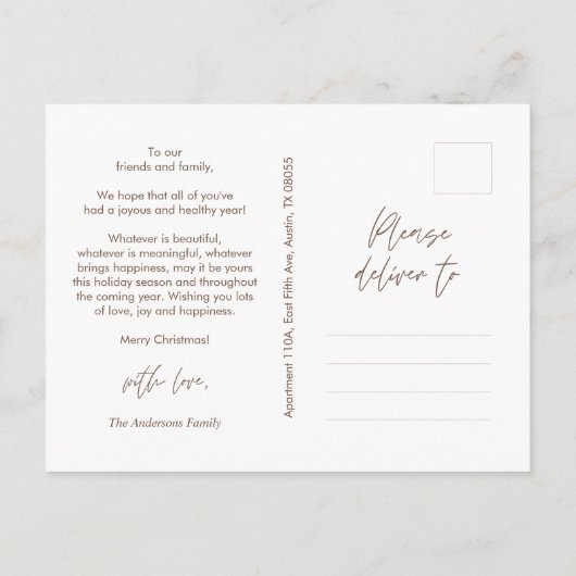 Moderne Gruß, frohe Weihnachten Familie Foto Postkarte (Rückseite)