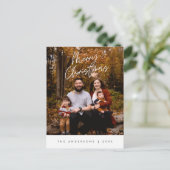 Moderne Gruß, frohe Weihnachten Familie Foto Postkarte (Stehend Vorderseite)
