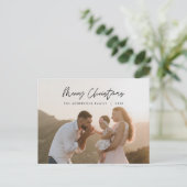 Moderne Gruß, frohe Weihnachten Familie Foto Postkarte (Stehend Vorderseite)