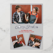 Moderne Grußkarte in Grau und Rot Folieneinladung (Vorderseite)