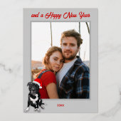 Moderne Grußkarte in Grau und Rot Folieneinladung (Rückseite)