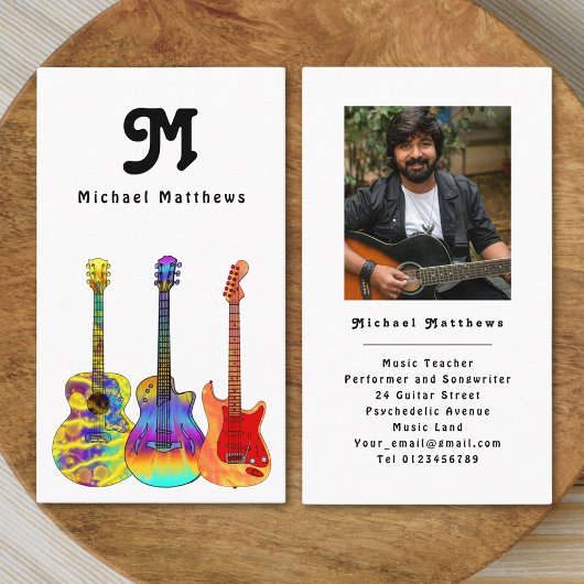 Moderne Guitar Teacher Custom Foto Business Card Visitenkarte
