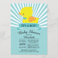 Moderne Gummi Duck Boys Kinderdusche Einladung