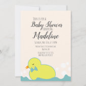 Moderne Gummi Duck Gelb Warm Baby Dusche Einladung (Vorderseite)