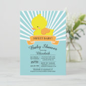 Moderne Gummi Duck Neutral Baby Dusche Einladung (Stehend Vorderseite)