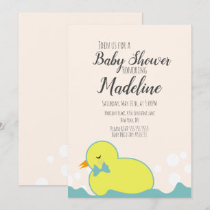 Moderne Gummiente Gelb Warm Baby Shower  Einladung